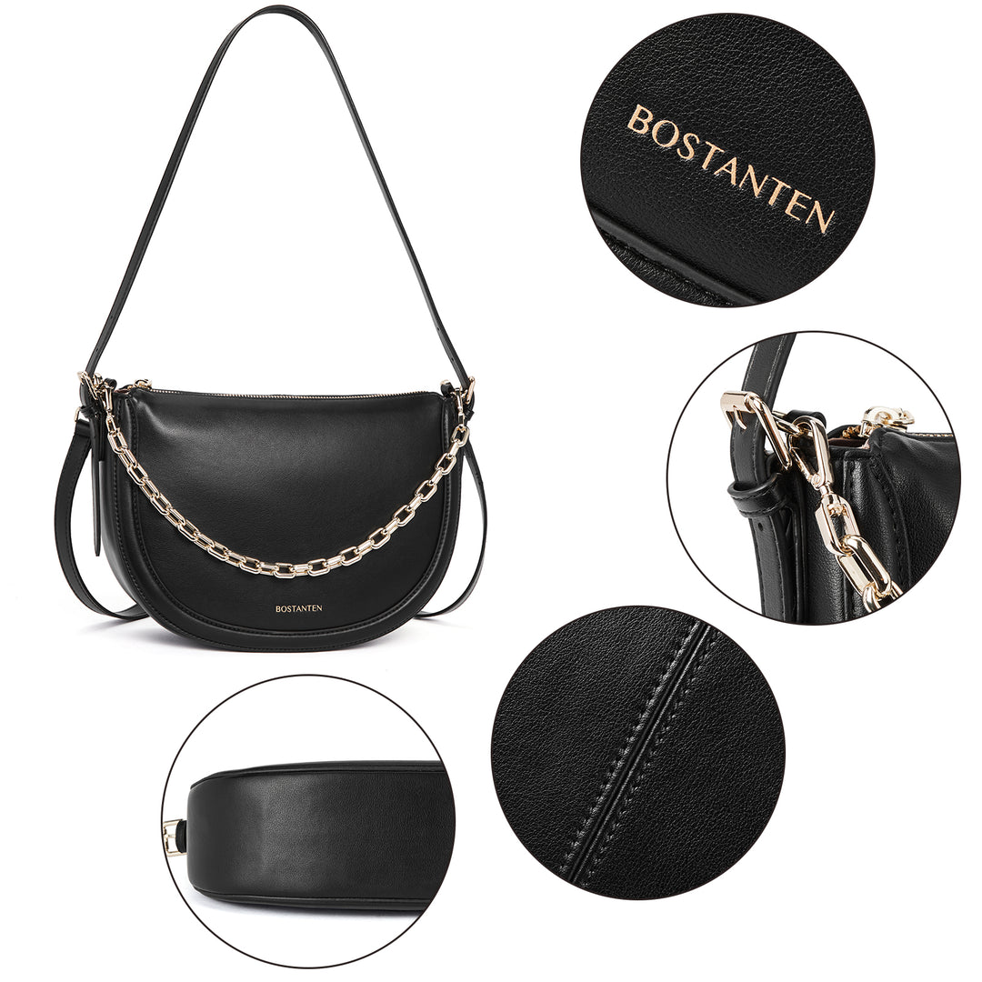 BOSTANTEN Women Shoulder Tote HandBag Designer Leather Purses Crossbody Bags with Zipper - BOSTANTEN
