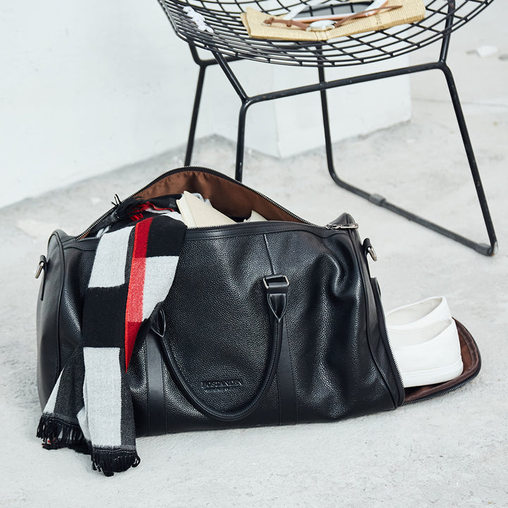 BOSTANTEN Genuine Leather Travel Weekender Overnight Duffel Bag Gym Sports Luggage Tote Duffle Bags For Men - BOSTANTEN