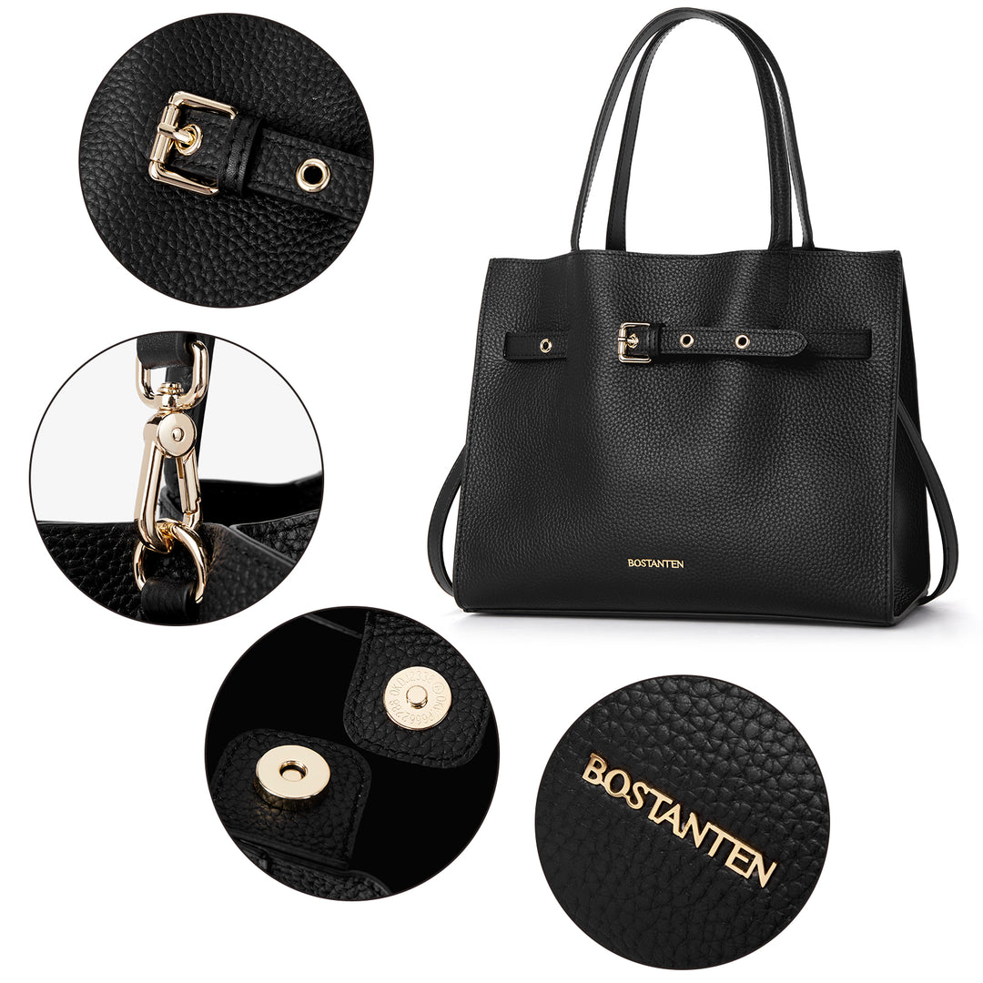 BOSTANTEN Women Handbags Purses Leather Tote Bags Designer Fashion Top Handle Crossbody Bags with Zipper Pouch - BOSTANTEN
