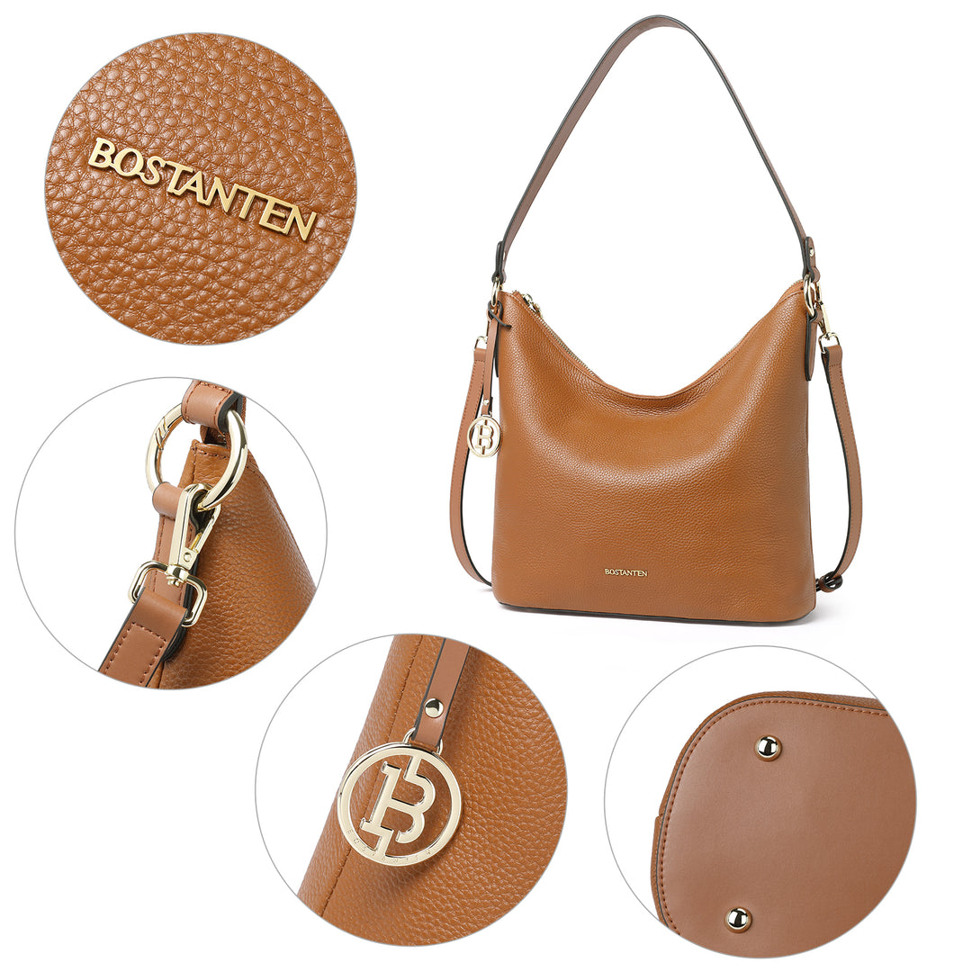 BOSTANTEN Leather Handbags for Women Soft Designer Shoulder Purses Ladies Fashion Crossbody Hobo Bags - BOSTANTEN