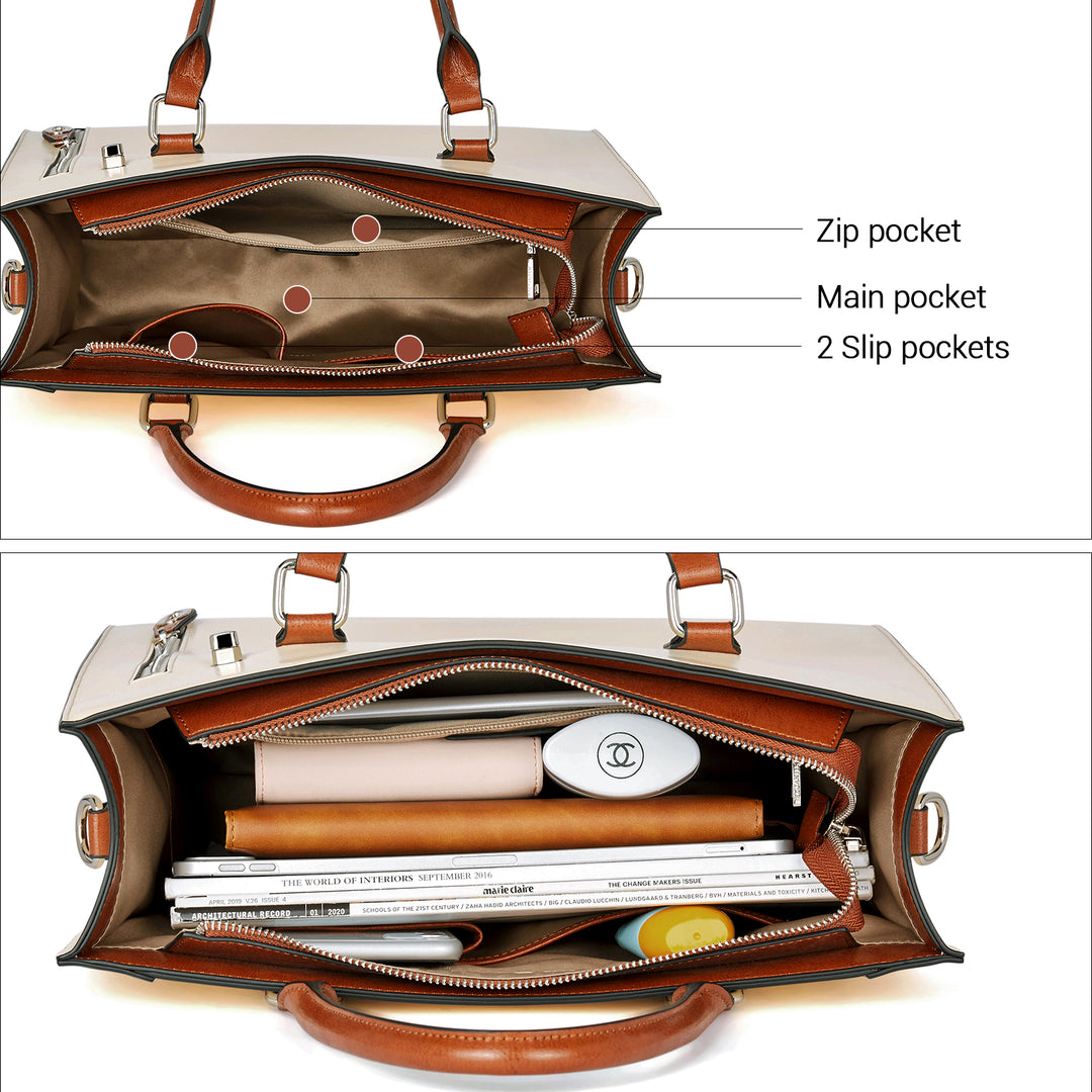 BOSTANTEN Women Leather Top Handle Work Tote Fashion Designer Handbag - BOSTANTEN