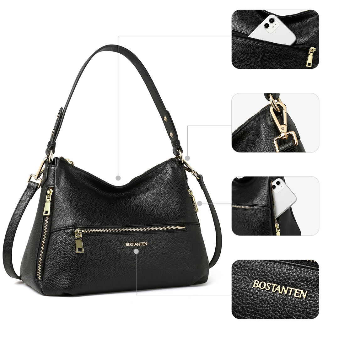 BOSTANTEN Women Handbags Leather Concealed Carry Purses And Handbags for Women Handgun Crossbody Hobo Bags - BOSTANTEN