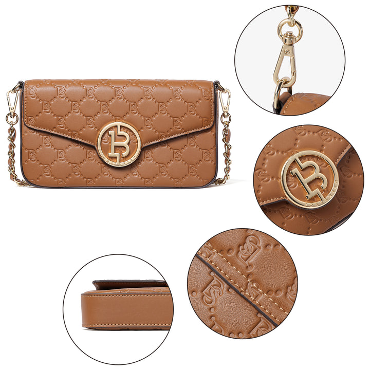 BOSTANTEN Small Crossbody Bags for Women Quilted Leather Designer Shoulder Bag with Chain Strap - BOSTANTEN