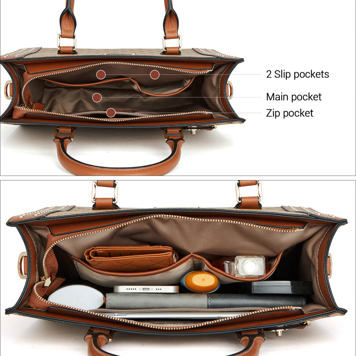 BOSTANTEN Women Leather Top Handle Work Tote Fashion Designer Handbag - BOSTANTEN