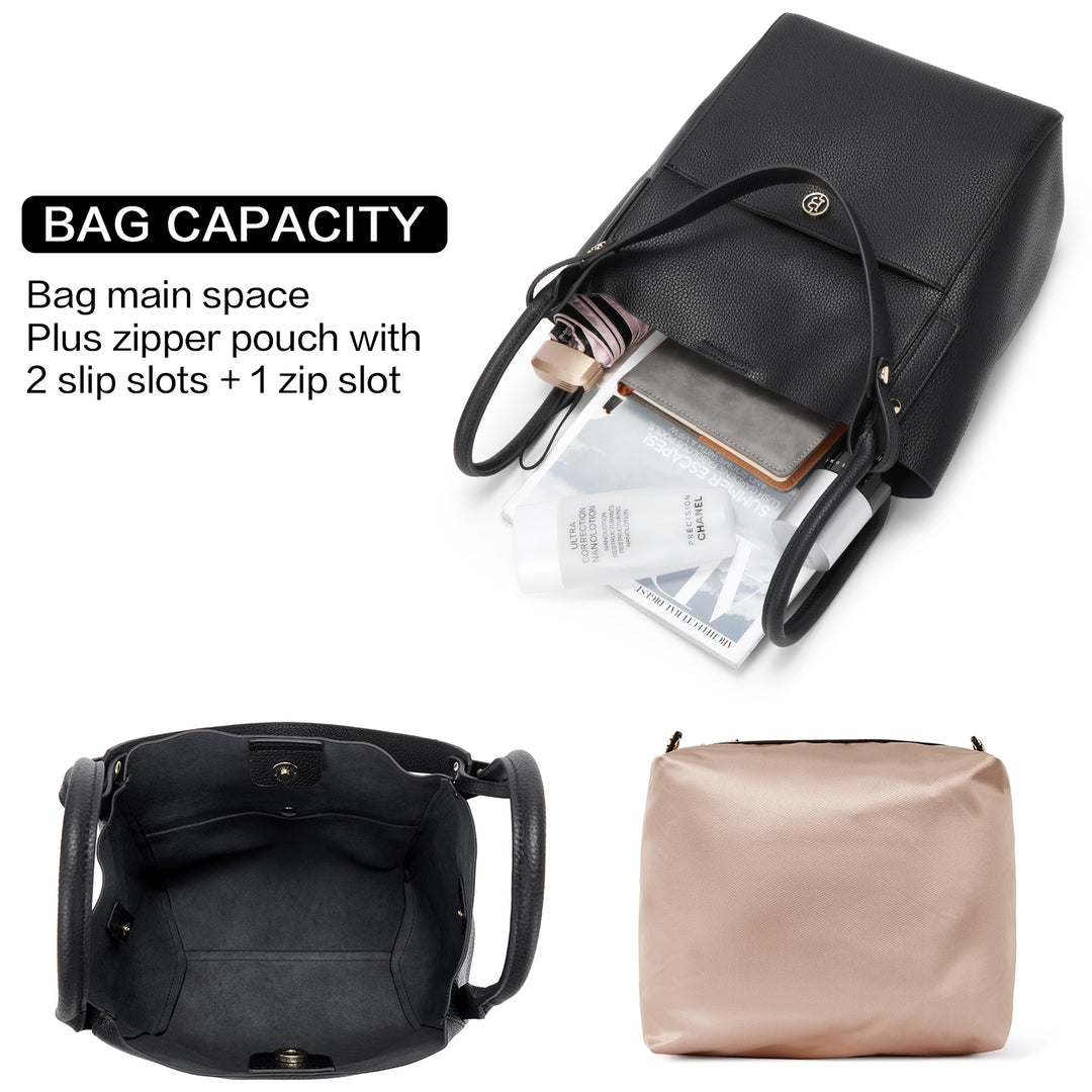 BOSTANTEN Women Handbags Leather Purses Designer Hobo Bucket Tote Bags with Zipper Pouch - BOSTANTEN