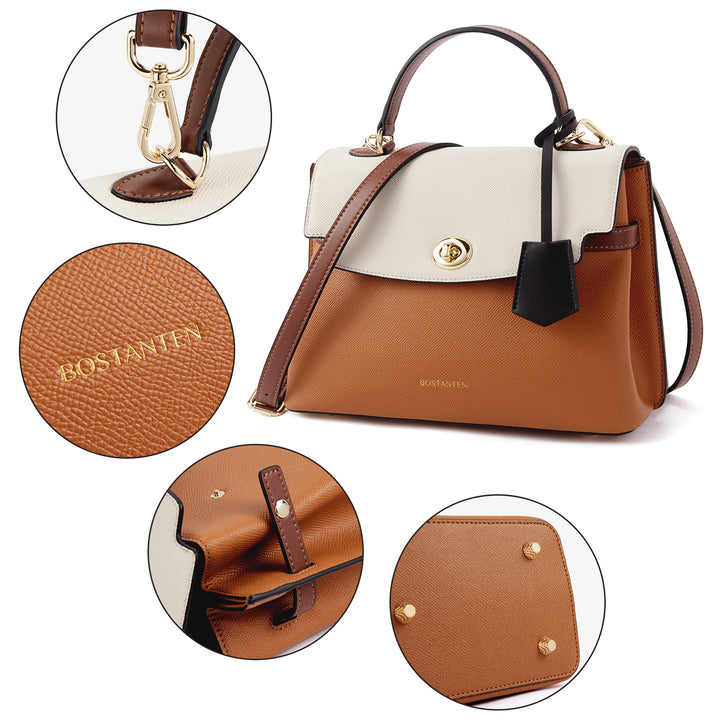 BOSTANTEN Top-handle Handbags for Women Designer Leather Crossbody Satchel Bags Shoulder Tote Purse - BOSTANTEN