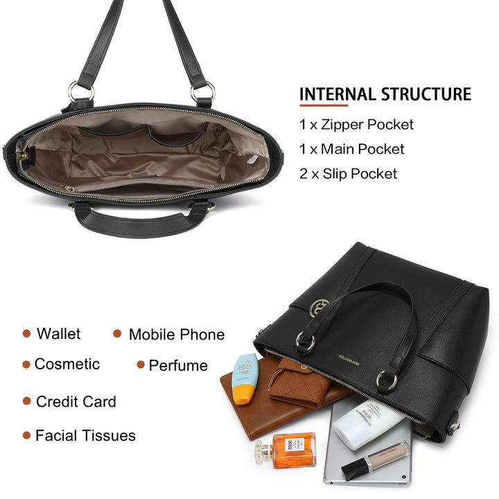 BOSTANTEN Women Leather Handbags Designer Purses Fashion Tote Shoulder Top Handle Bag for Work Daily - BOSTANTEN