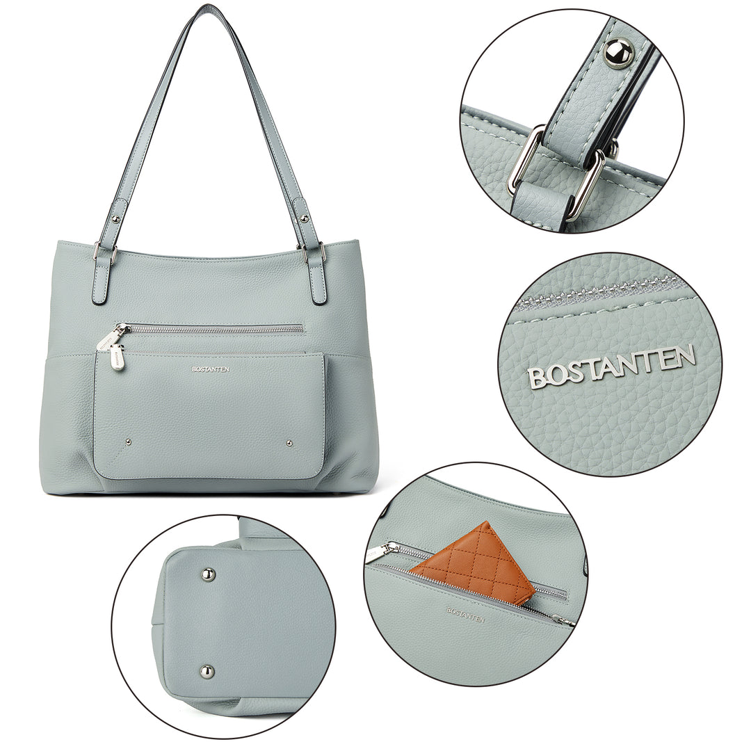 BOSTANTEN Women Handbag Leather Designer Satchel Pures Soft Hobo Bags Shoulder Top Handle Tote Work Bag - BOSTANTEN