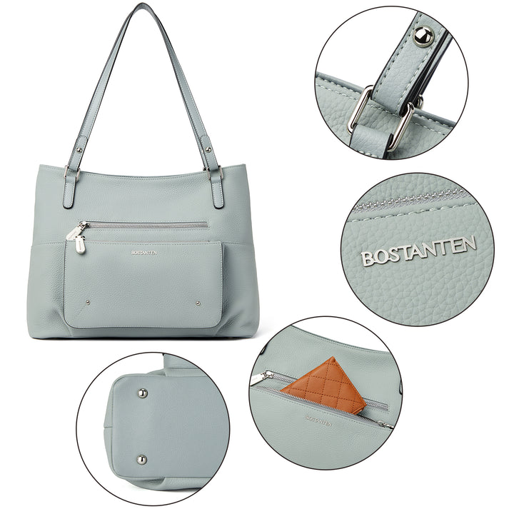 BOSTANTEN Women Handbag Leather Designer Satchel Pures Soft Hobo Bags Shoulder Top Handle Tote Work Bag - BOSTANTEN
