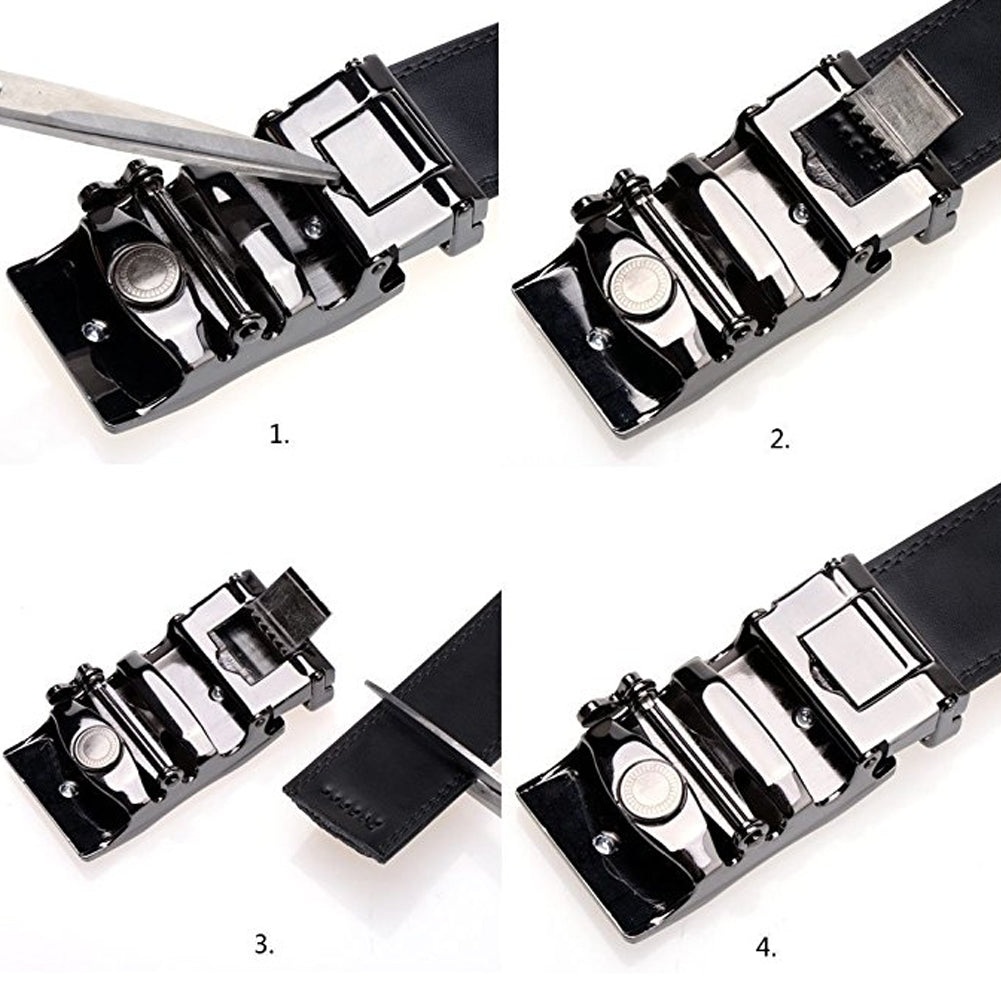 BOSTANTEN Mens Leather Ratchet Dress Belt Suit With Waist Belt Black - BOSTANTEN