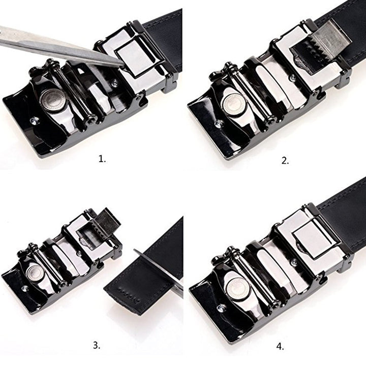 BOSTANTEN Mens Leather Ratchet Dress Belt Suit With Waist Belt Black - BOSTANTEN