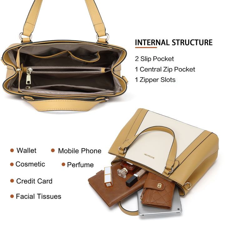 BOSTANTEN Women Leather Handbags Designer Shoulder Tote Bags Two Tone Work Daily Top Handle Satchel Purses - BOSTANTEN