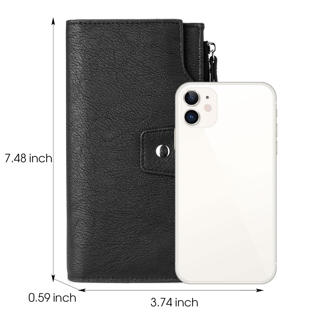 BOSTANTEN Womens Wallet Leather Wallets Large Capacity Cash Cluth Purses Coffee Rough Grain - BOSTANTEN