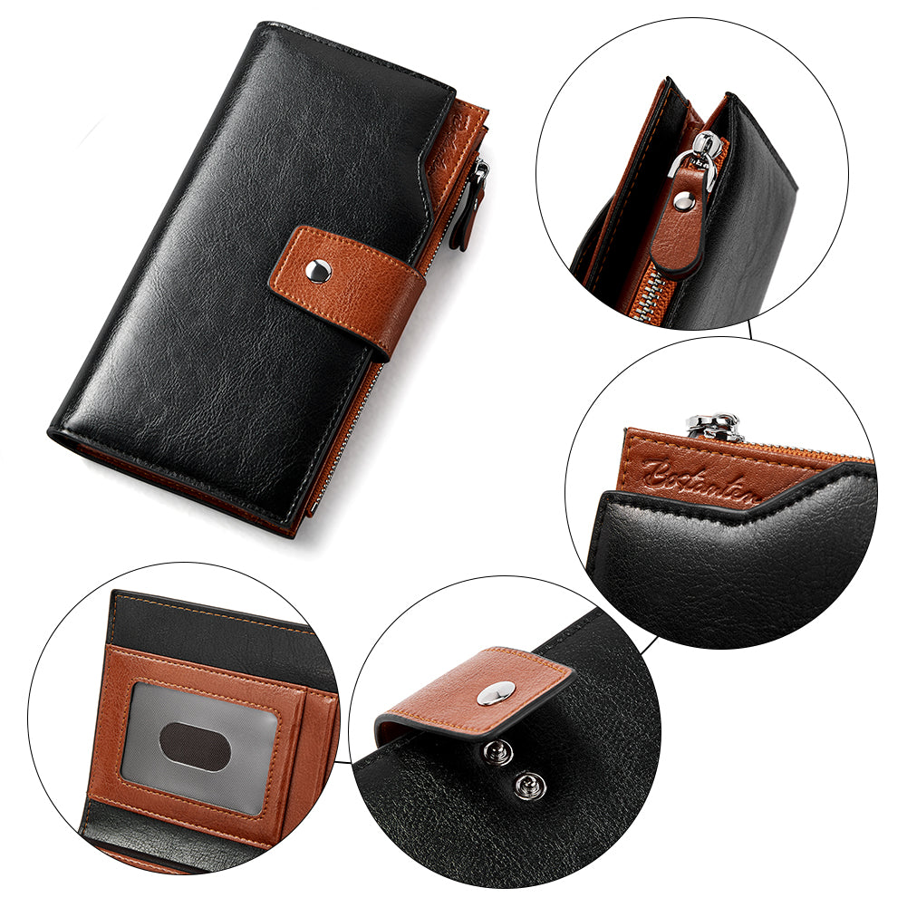 Lnna Genuine Leather RFID Wallets With Checkbooks - Cash Clutch