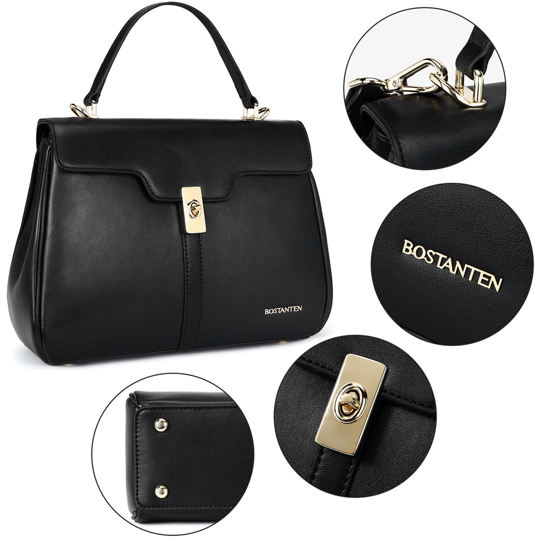 BOSTANTEN Women Leather Handbag Designer Top Handle Satchel Shoulder Bag Crossbody Purses - BOSTANTEN