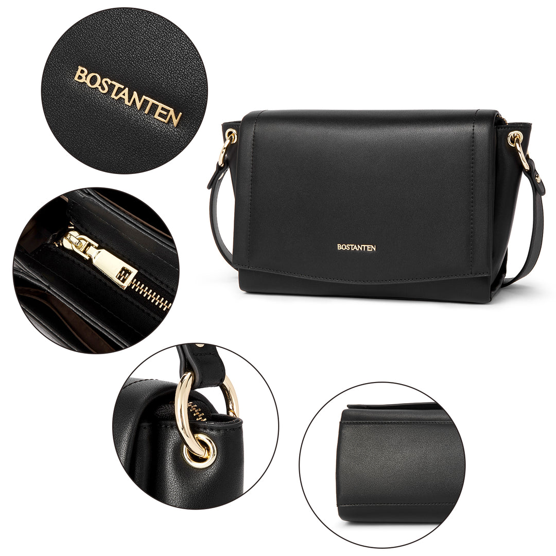 BOSTANTEN Womens Leather Crossbody Bags Designer Handbag Medium Trendy Shoulder Bag Purse - BOSTANTEN