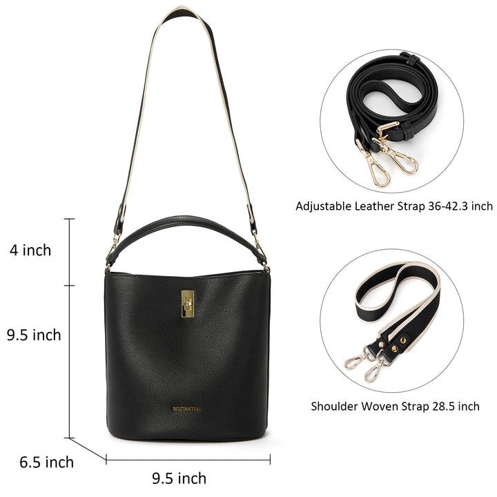 BOSTANTEN Leather Handbags for Women Designer Hobo Bucket Purses Fashion Ladies Crossbody Bags for Work Travel Daily - BOSTANTEN