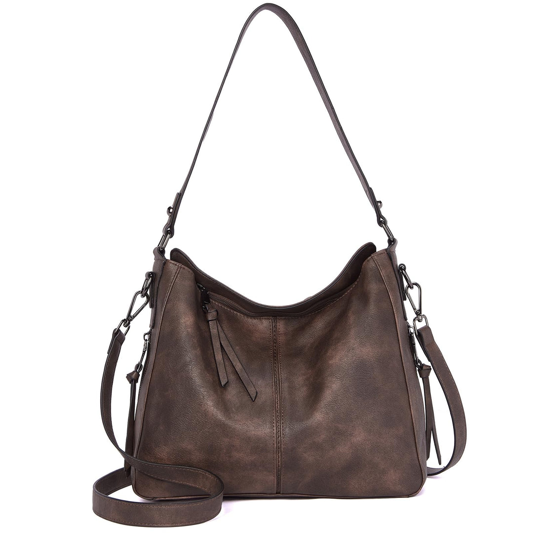 Kweli Large Stitch Detail Vegan Lether Hobo Bag