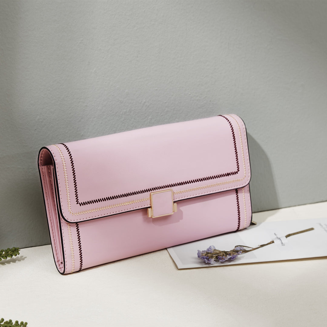 BOSTANTEN Womens Wallet Large Capacity Cash Clutch Purse with Buckle Credit Cards Holder - BOSTANTEN