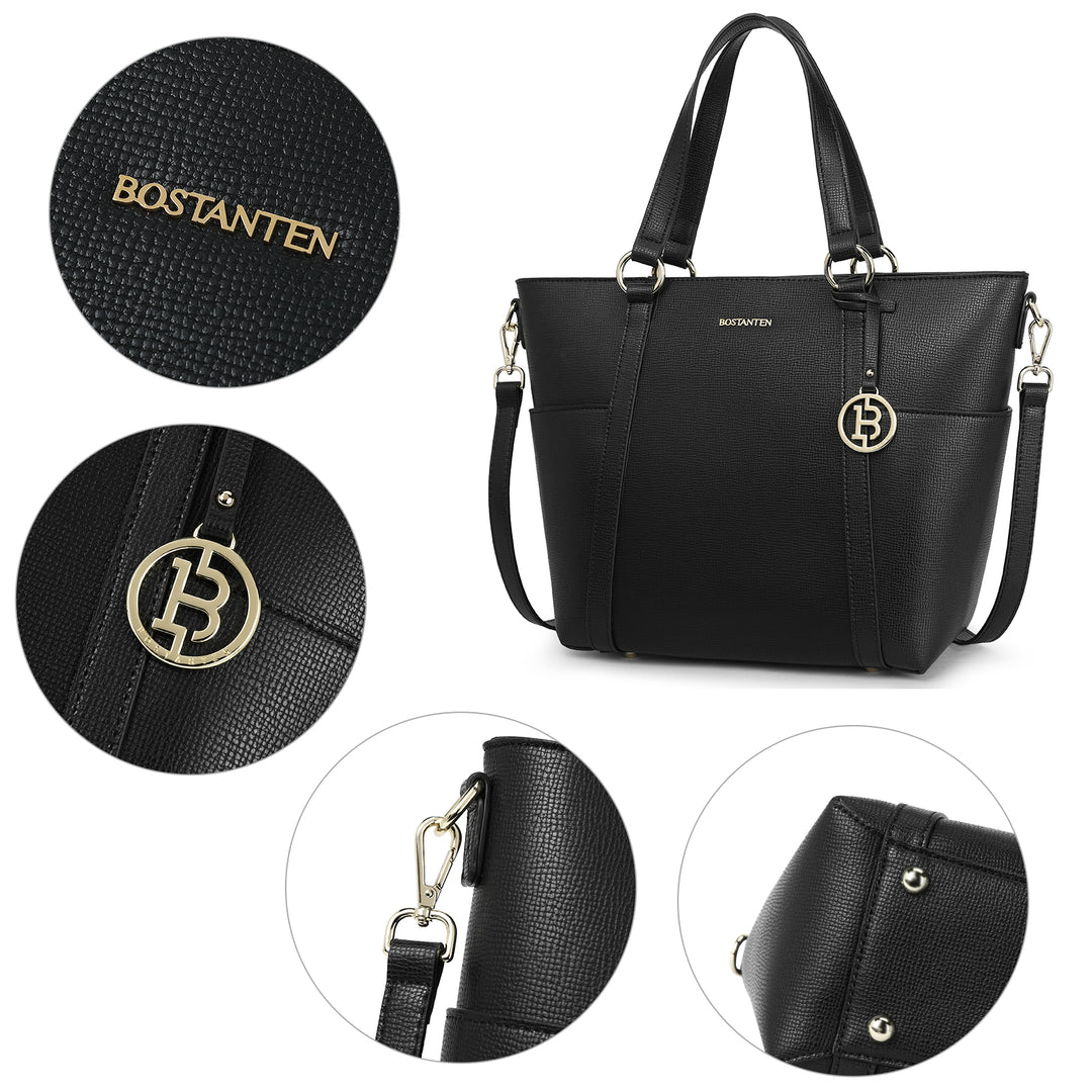 BOSTANTEN Women Leather Handbags Designer Purses Fashion Tote Shoulder Top Handle Bag for Work Daily - BOSTANTEN