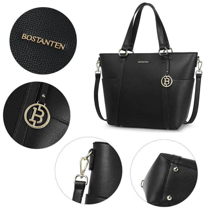 BOSTANTEN Women Leather Handbags Designer Purses Fashion Tote Shoulder Top Handle Bag for Work Daily - BOSTANTEN