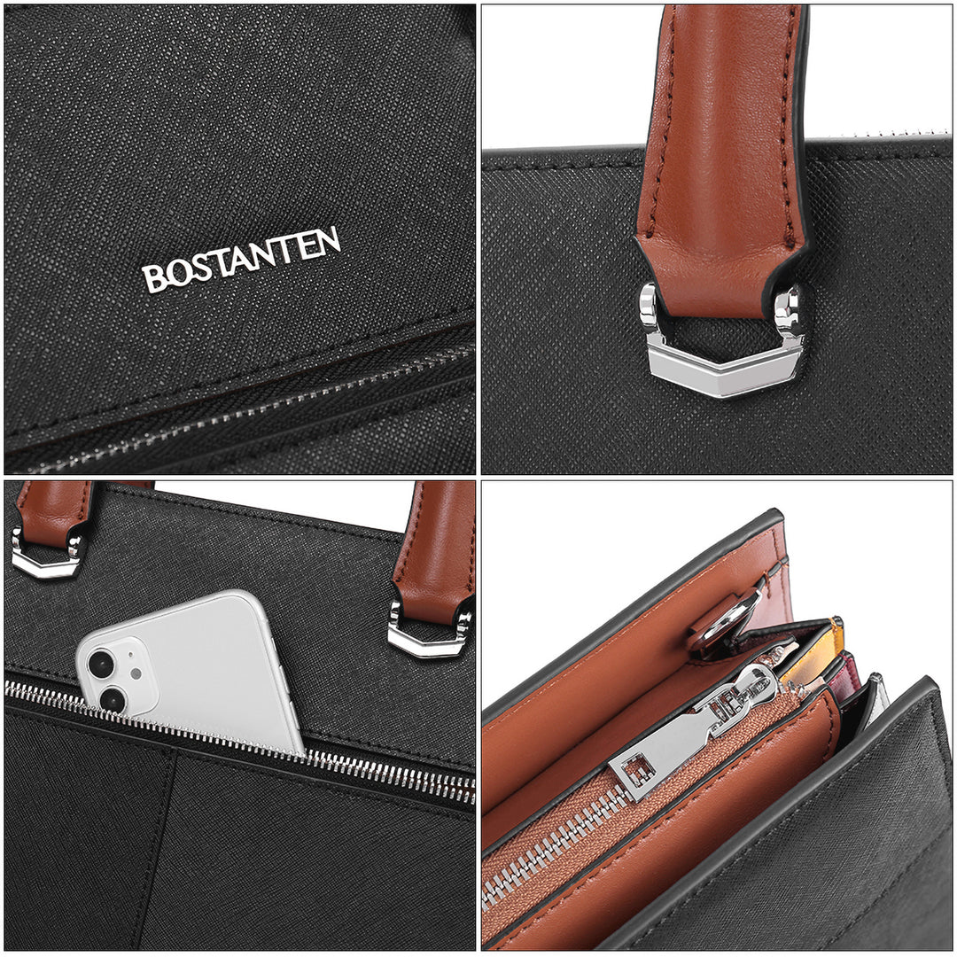 Machk Women's Briefcase Tote — Classic Black Design - BOSTANTEN