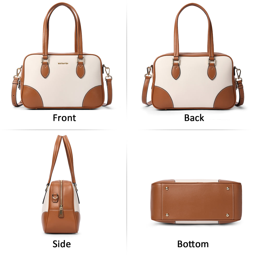 BOSTANTEN Women Handbags Designer Genuine Leather Tote Bags Ladies Top Handle Satchel Purses Wok Shoulder Bags - BOSTANTEN