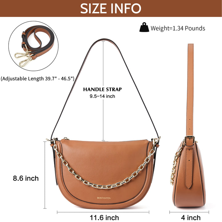 BOSTANTEN Women Shoulder Tote HandBag Designer Leather Purses Crossbody Bags with Zipper - BOSTANTEN