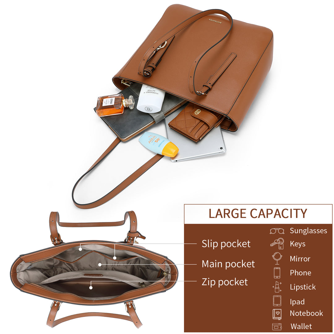 BOSTANTEN Women Handbags Genuine Leather Designer Tote Bags Work Shoulder Large Purses for Women - BOSTANTEN