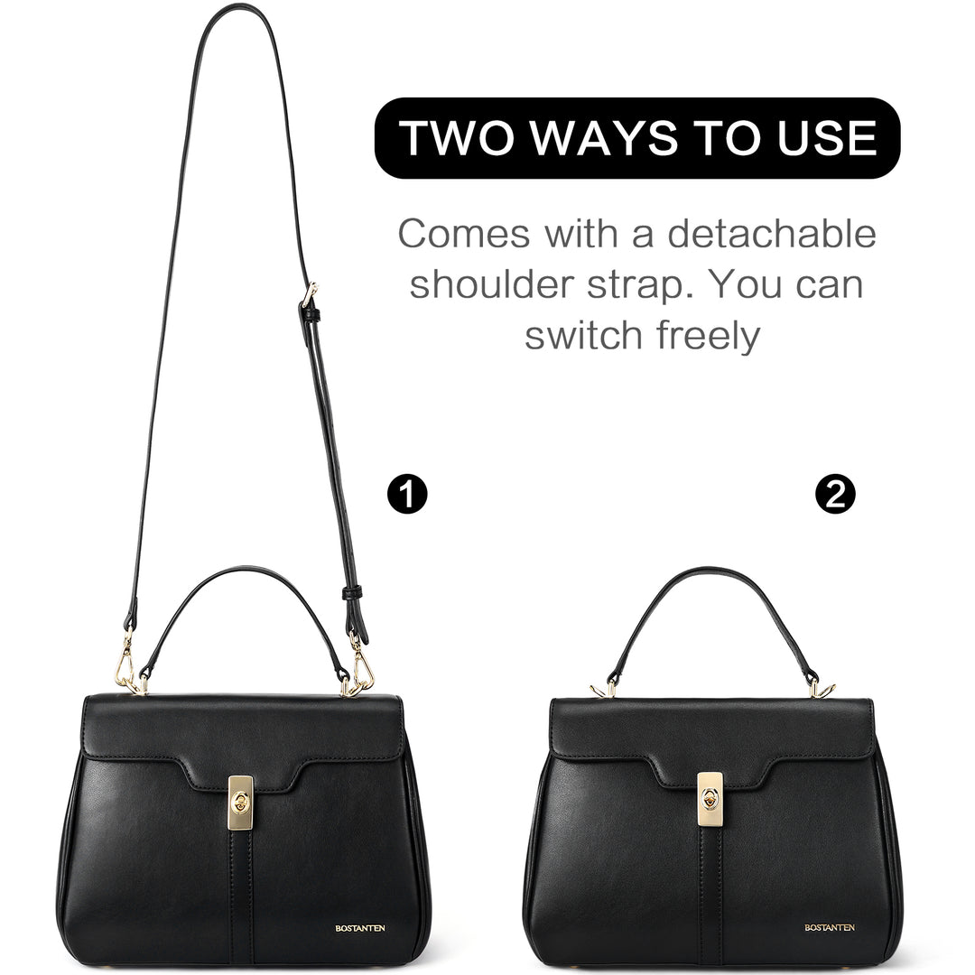 BOSTANTEN Women Leather Handbag Designer Top Handle Satchel Shoulder Bag Crossbody Purses - BOSTANTEN