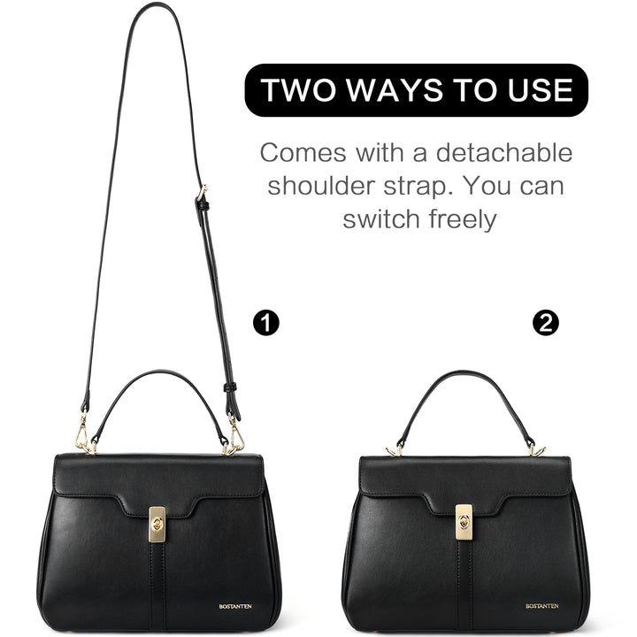 BOSTANTEN Women Leather Handbag Designer Top Handle Satchel Shoulder Bag Crossbody Purses - BOSTANTEN