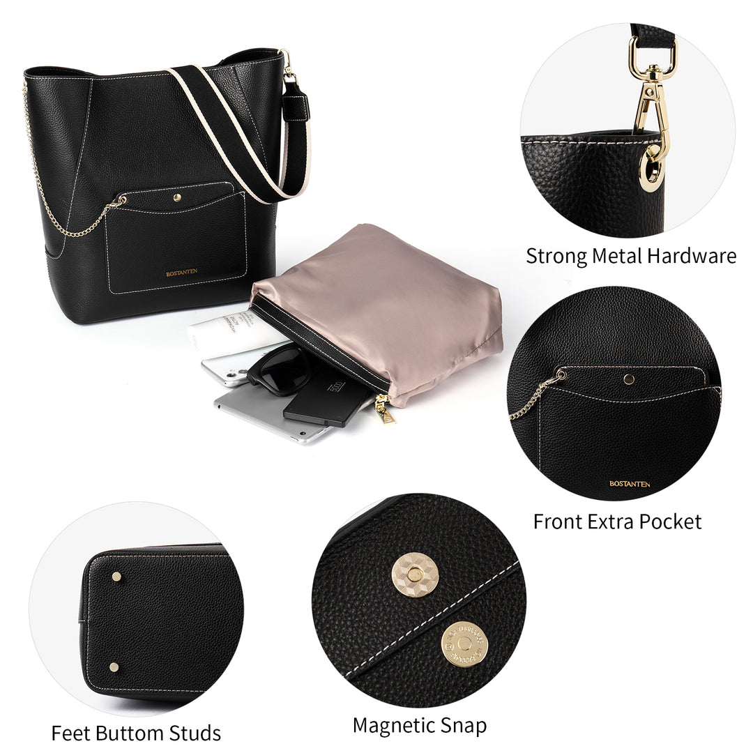 BOSTANTEN Women's Purses and Handbags Leather Designer Large Tote Purses Work Soft Crossbody Bucket Bags - BOSTANTEN