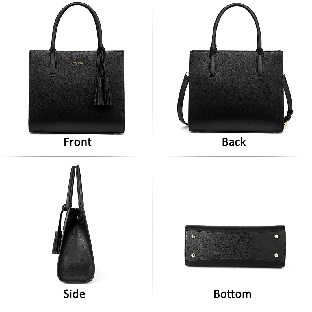 BOSTANTEN Satchel Handbags for Women Designer Leather Tote Purses Ladies Top Handle Crossbody Bags with Tassel - BOSTANTEN