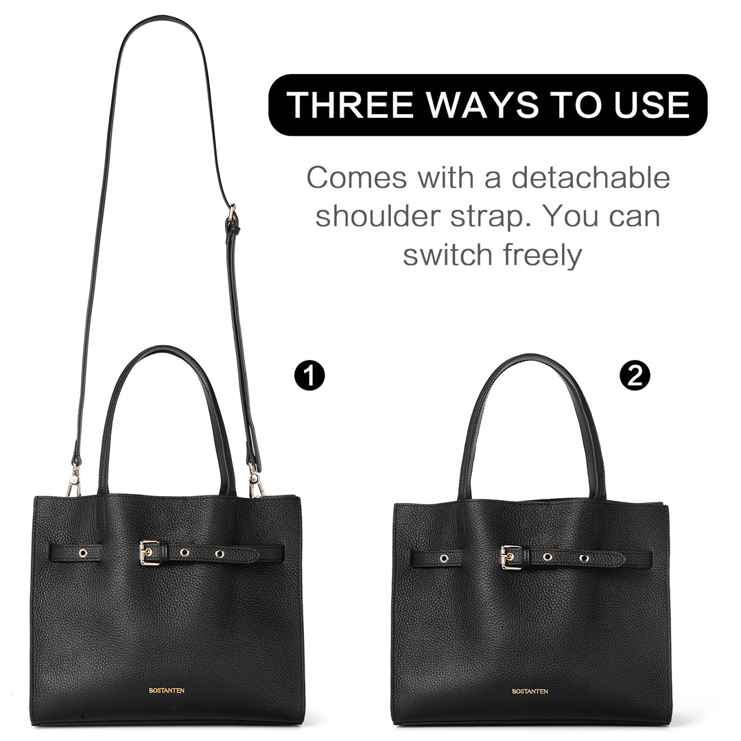 BOSTANTEN Women Handbags Purses Leather Tote Bags Designer Fashion Top Handle Crossbody Bags with Zipper Pouch - BOSTANTEN