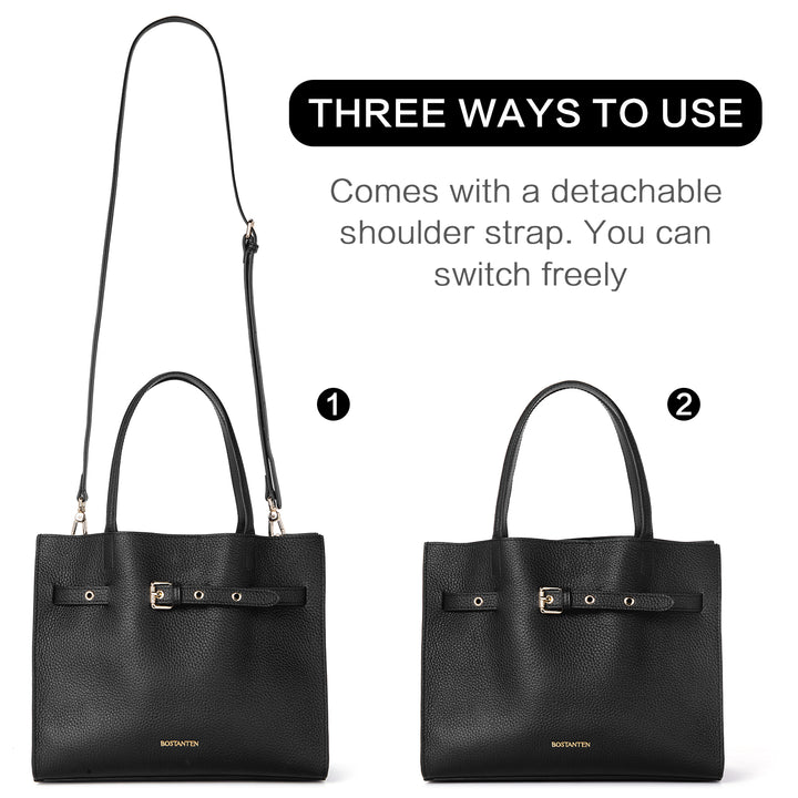 BOSTANTEN Women Handbags Purses Leather Tote Bags Designer Fashion Top Handle Crossbody Bags with Zipper Pouch - BOSTANTEN