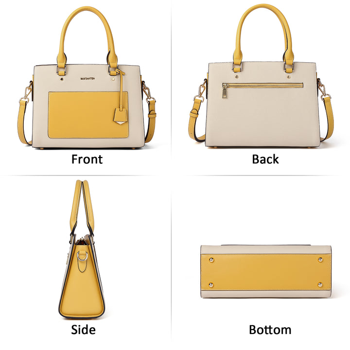 BOSTANTEN Women Top Handle Leather Tote Bag With Shoulder Strap - BOSTANTEN
