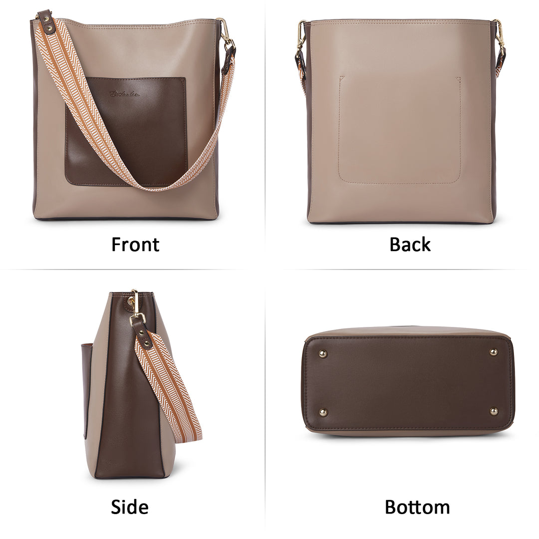 BOSTANTEN Genuine Leather Hobo Handbags Designer Shoulder Tote Purses Crossbody Large Bag for Women - BOSTANTEN