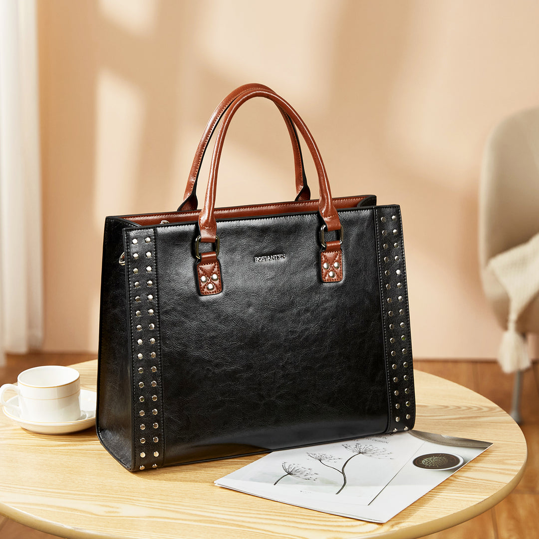 BOSTANTEN Women Leather Top Handle Work Tote Fashion Designer Handbag - BOSTANTEN