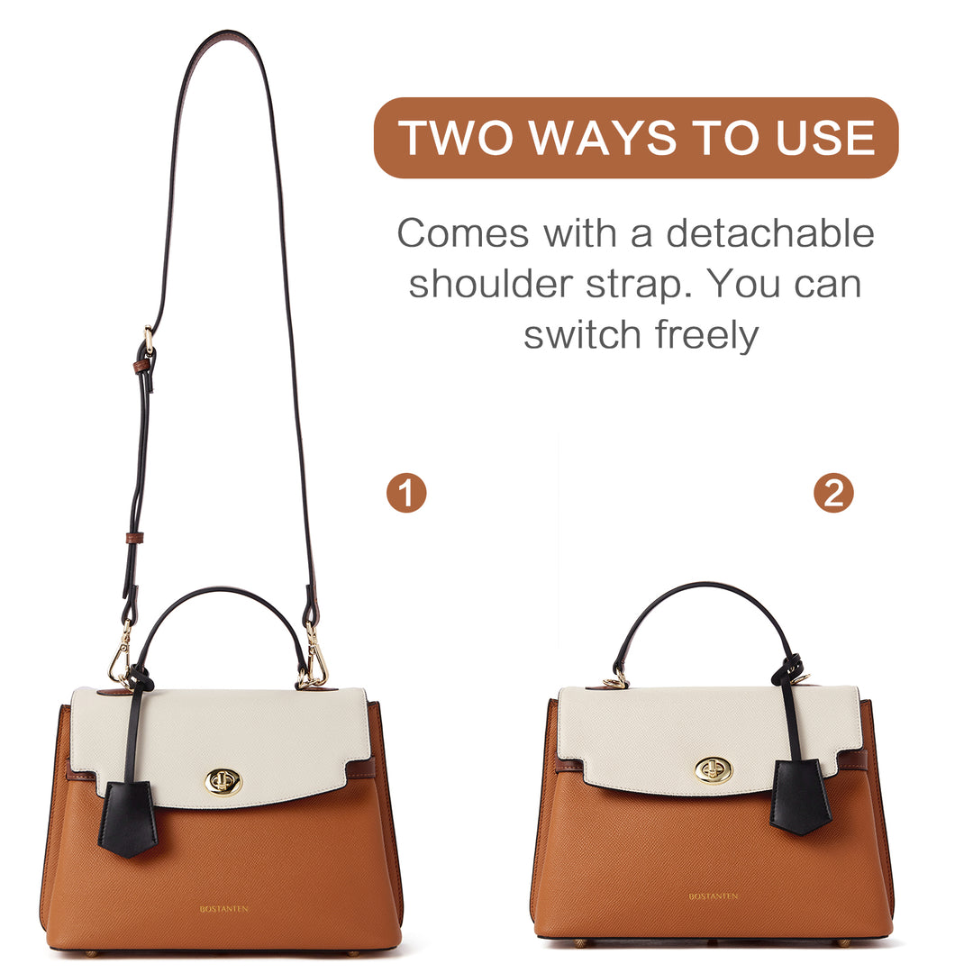 BOSTANTEN Top-handle Handbags for Women Designer Leather Crossbody Satchel Bags Shoulder Tote Purse - BOSTANTEN
