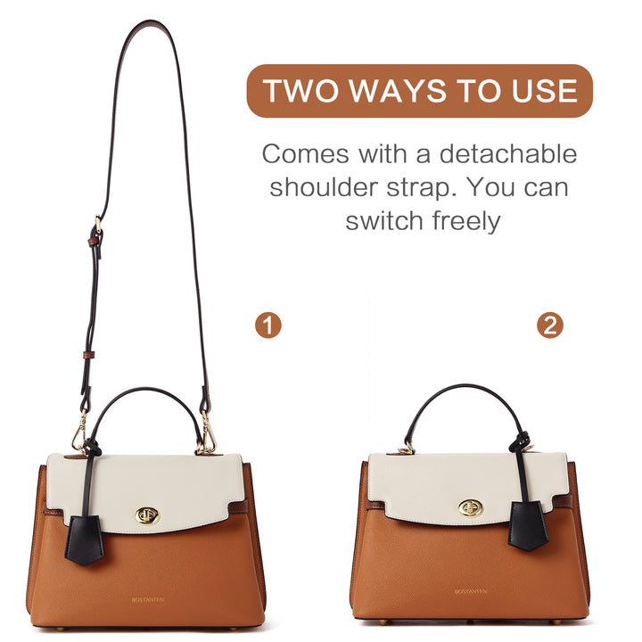 BOSTANTEN Top-handle Handbags for Women Designer Leather Crossbody Satchel Bags Shoulder Tote Purse - BOSTANTEN