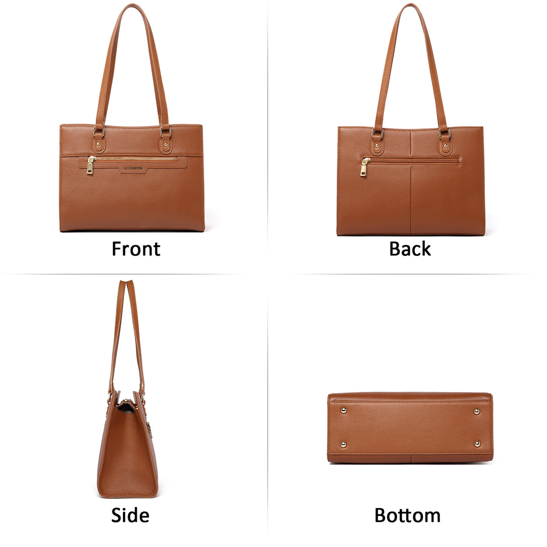 BOSTANTEN Women Leather Handbags Designer Satchel Purses Work Top Handle Shoulder Tote Bag for Travel Daily - BOSTANTEN