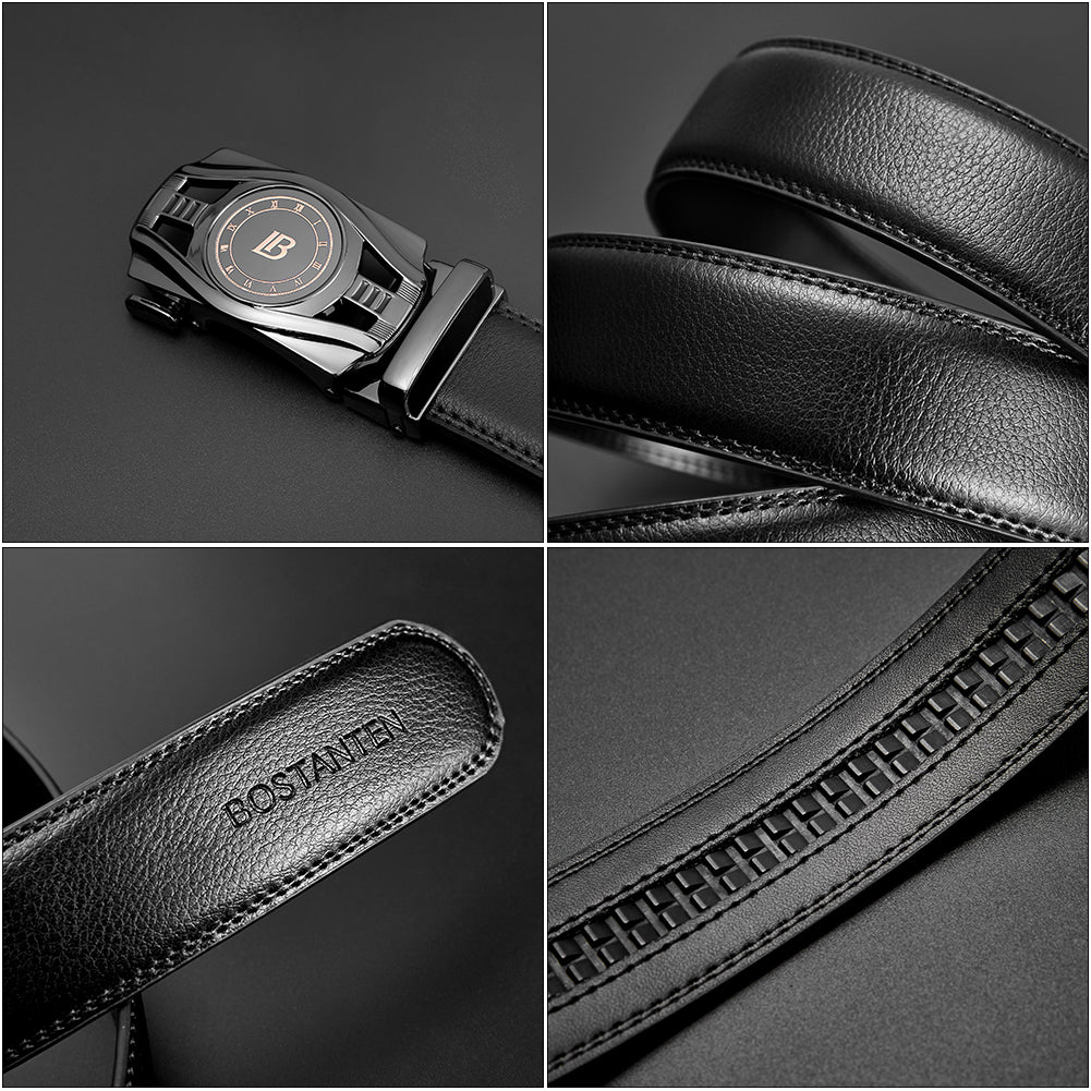 BOSTANTEN Mens Belts Leather Ratchet Dress Belt with Automatic Sliding Buckle - BOSTANTEN