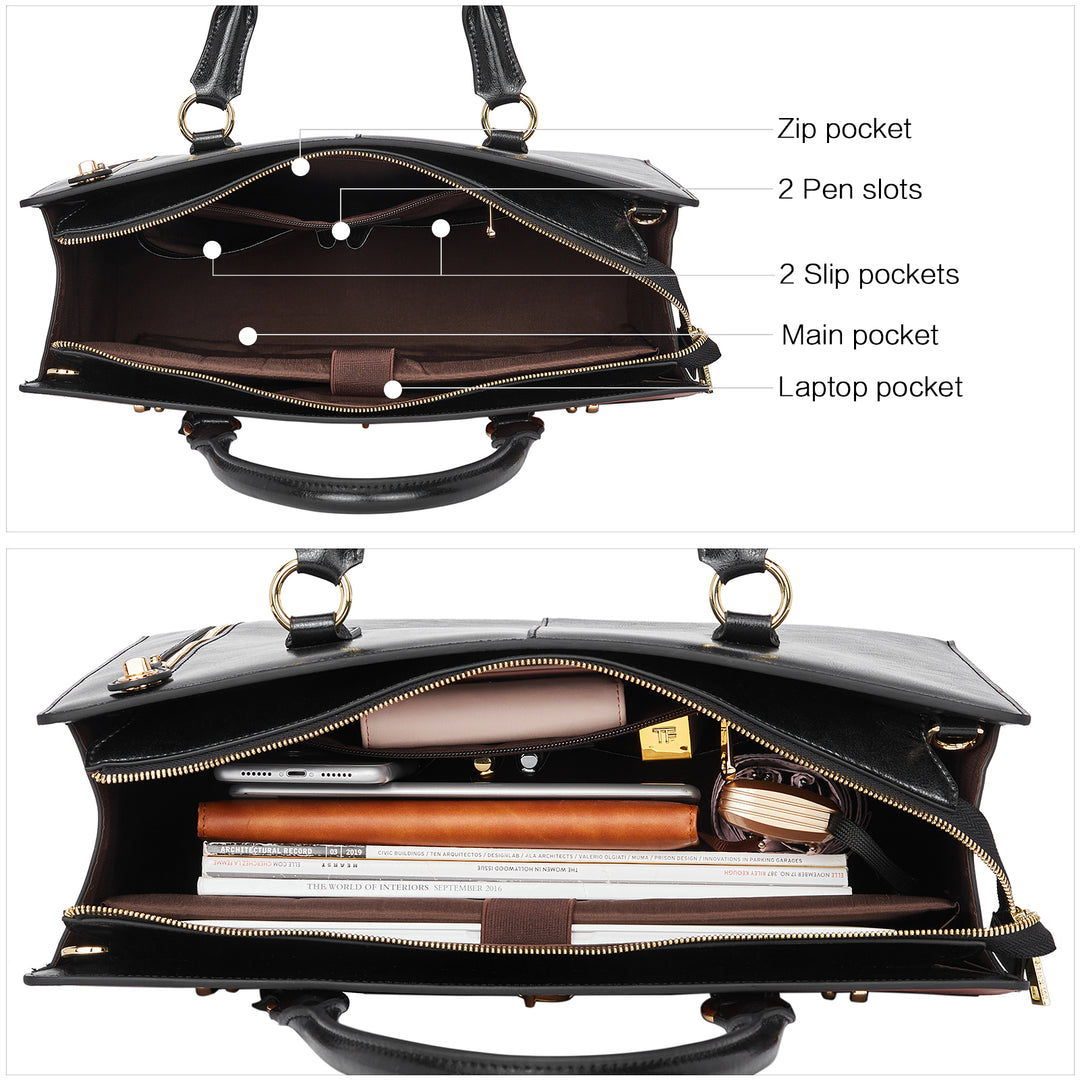 Machk Vintage Style Leather Briefcase — Fashion Everlasting - BOSTANTEN