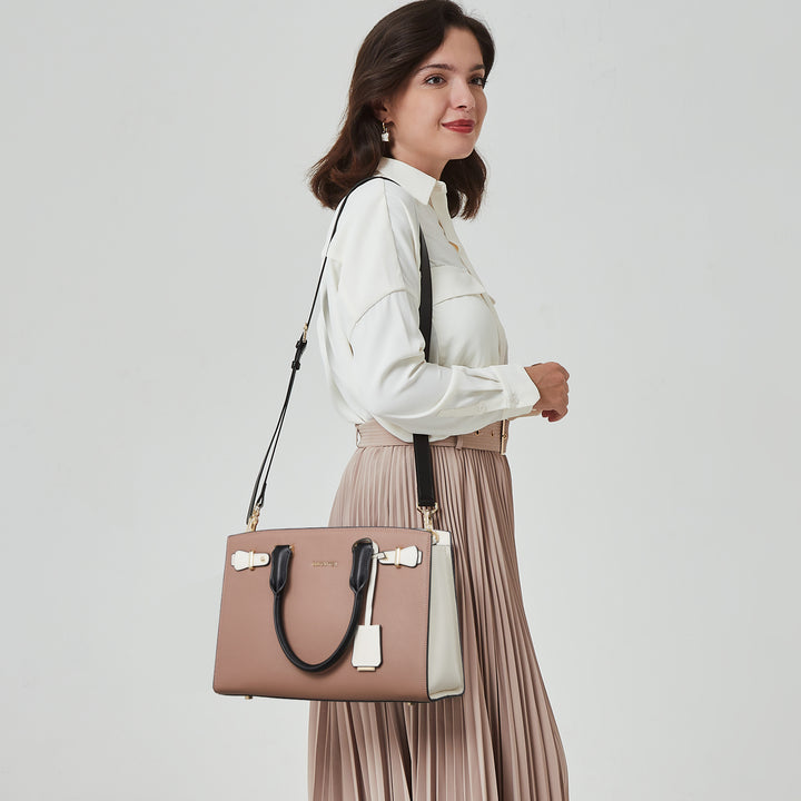 Genuine Leather Satchel Crossbody - Pink