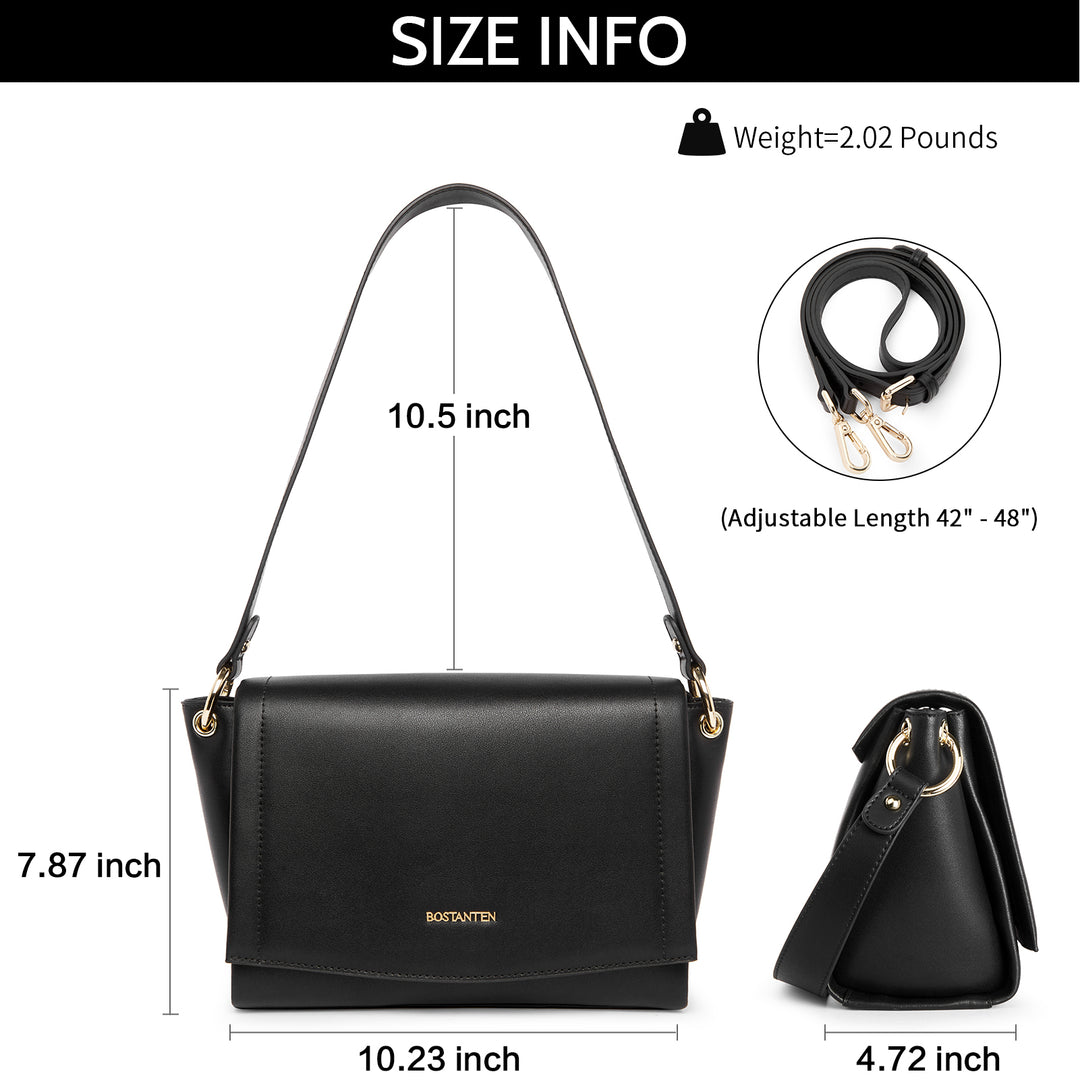 BOSTANTEN Womens Leather Crossbody Bags Designer Handbag Medium Trendy Shoulder Bag Purse - BOSTANTEN