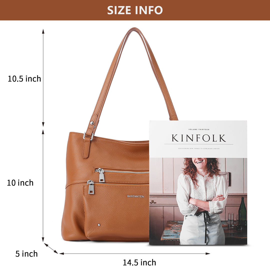 BOSTANTEN Women Handbag Leather Designer Satchel Pures Soft Hobo Bags Shoulder Top Handle Tote Work Bag - BOSTANTEN