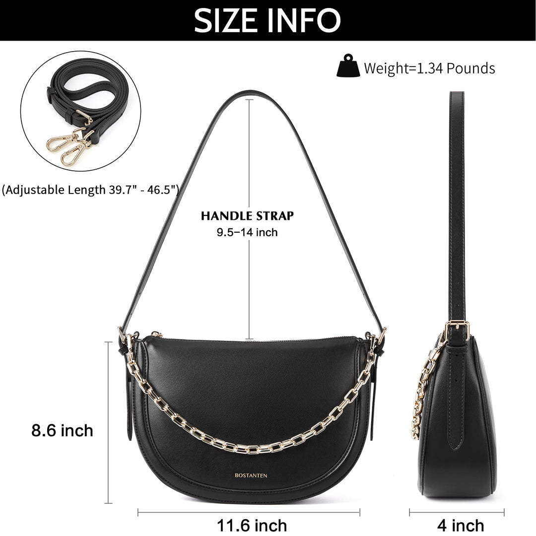 BOSTANTEN Women Shoulder Tote HandBag Designer Leather Purses Crossbody Bags with Zipper - BOSTANTEN