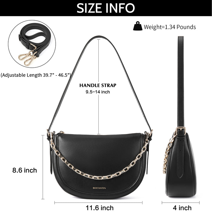 BOSTANTEN Women Shoulder Tote HandBag Designer Leather Purses Crossbody Bags with Zipper - BOSTANTEN