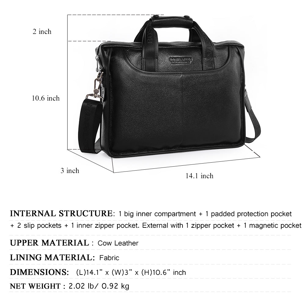 BOSTANTEN Leather Briefcase Handbag Messenger Business Bags for Men - BOSTANTEN