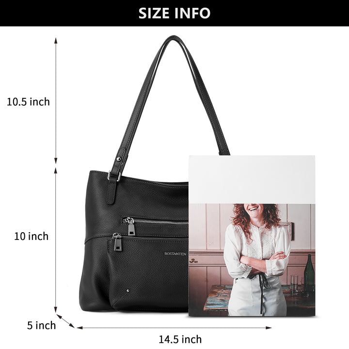 BOSTANTEN Women Handbag Leather Designer Satchel Pures Soft Hobo Bags Shoulder Top Handle Tote Work Bag - BOSTANTEN